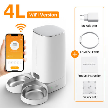 ROJECO 4L Automatic Pet Feeder  WiFi & Button Control for Cats & Dogs