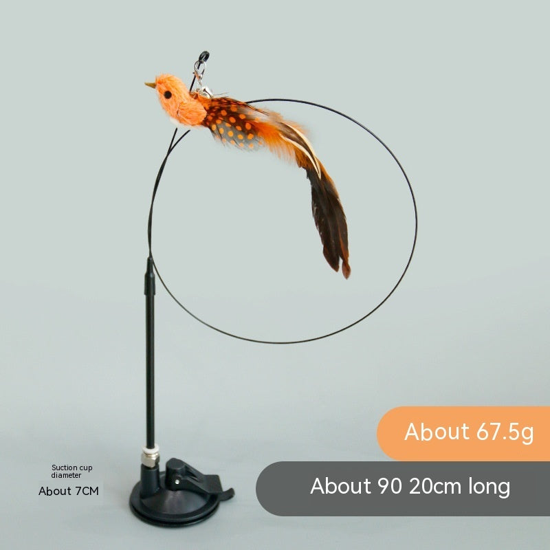 Handsfree Long Stick Feather Cat Toy Interactive Play for Cats