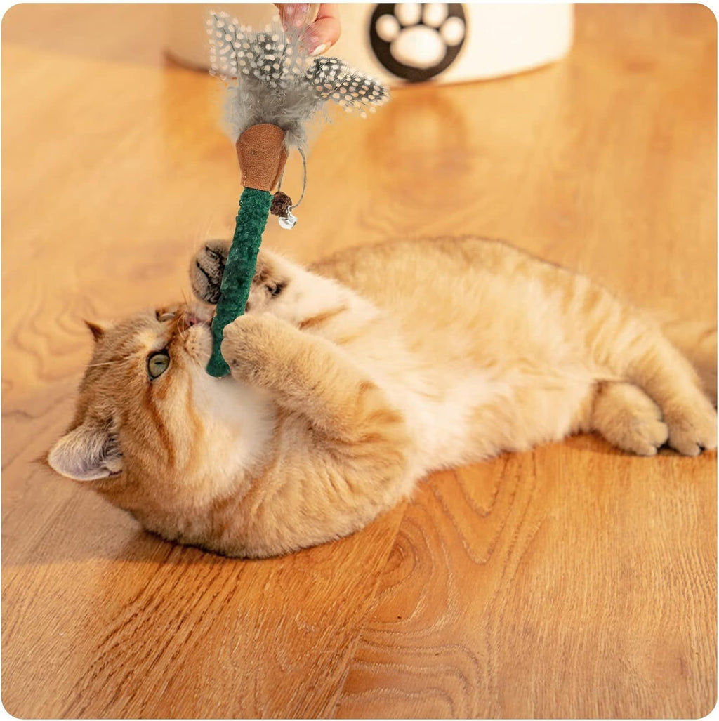 Catnip Feather Teasing Stick Toy