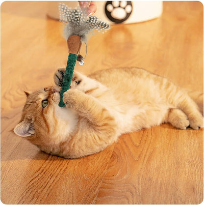 Catnip Feather Teasing Stick Interactive Cat Toy