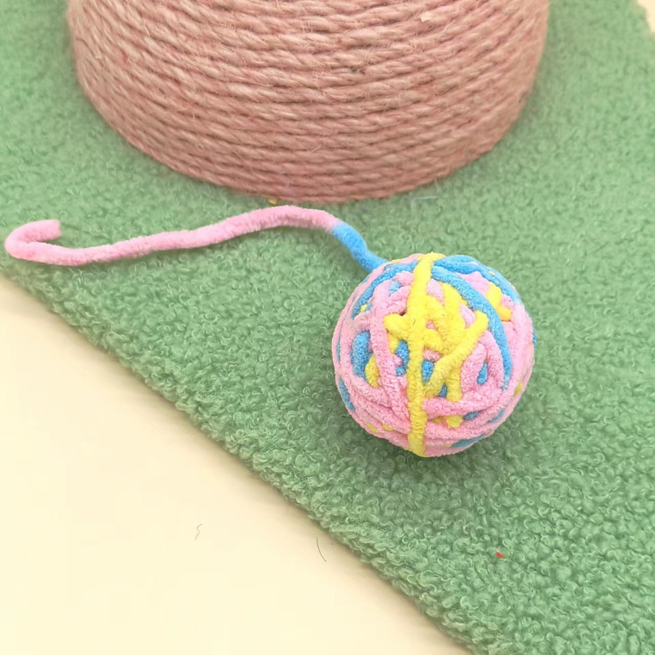 Colorful Wool Bell Ball Cat Toy Interactive Plush Play for Cats