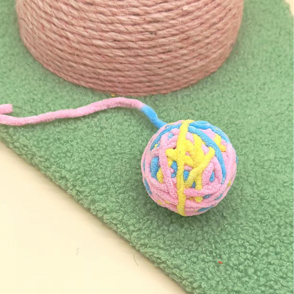 Colorful Wool Bell Ball Cat Toy Interactive Plush Play for Cats
