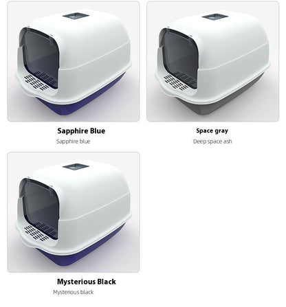 Fully Enclosed Cat Litter Box Splash-Proof, Easy-Clean Cat Toilet