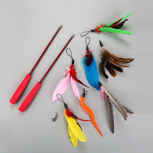 Cat Stick Toy Set Interactive Telescopic Cat Play Kit