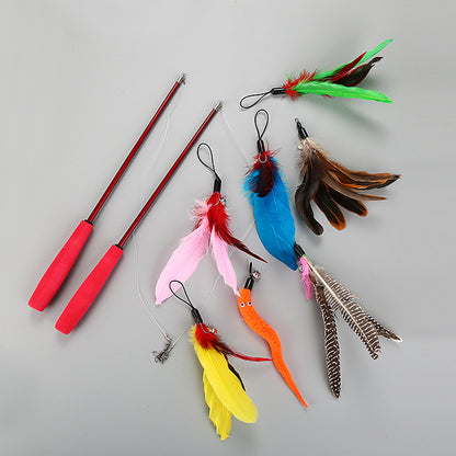 Cat Stick Toy Set Interactive Telescopic Cat Play Kit