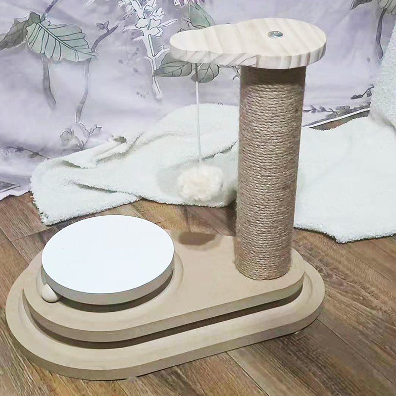 Solid Wood Cat Scratcher With Catnip