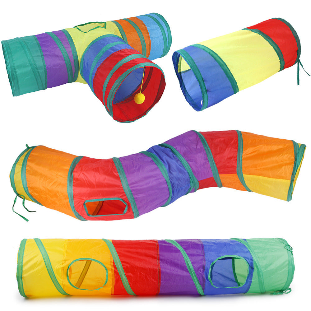 Tunnel Cat Toy Rainbow Interactive Play Tunnel for Cats