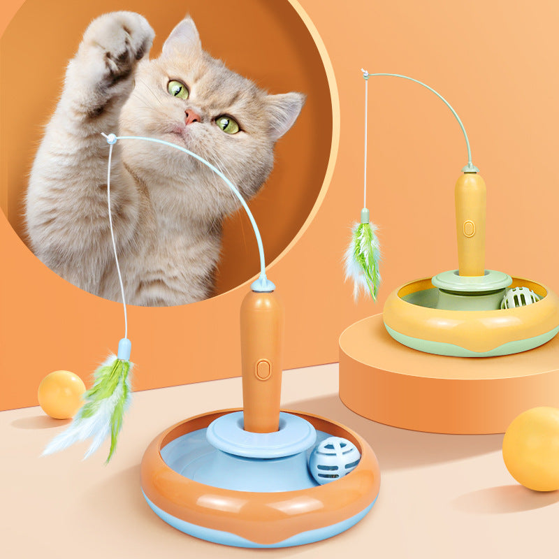ToyTigris 2 In 1 Interactive Cat Toy With Feather