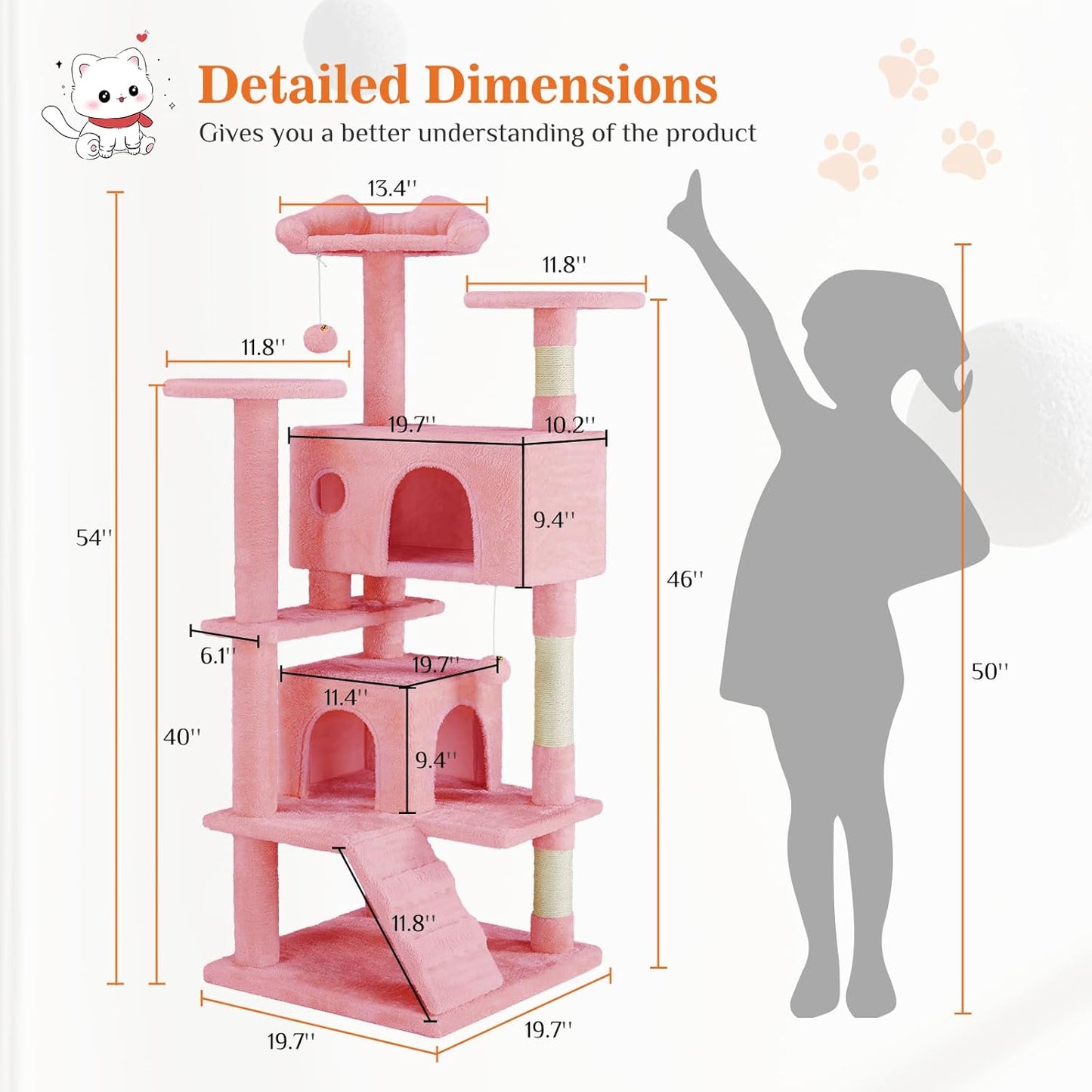 ToyTigris 54 Cat Tree Tower - Multi-level