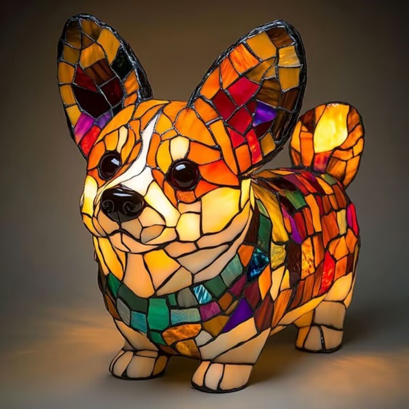 Dog Lamp Resin Craft Decor - Colorful Canine Lights