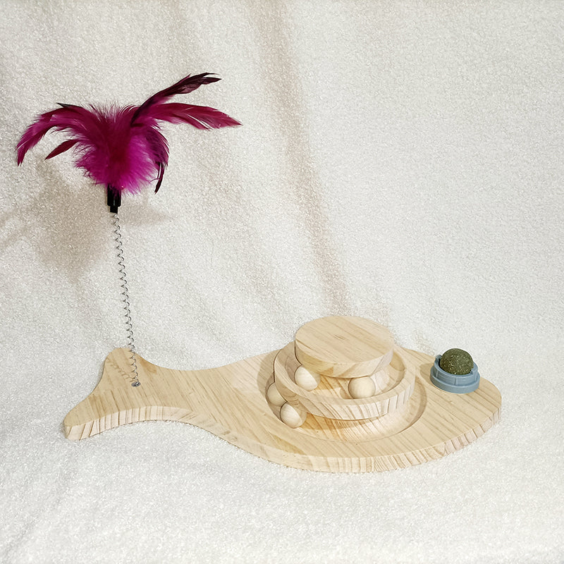 Solid Wood Cat Scratcher With Catnip