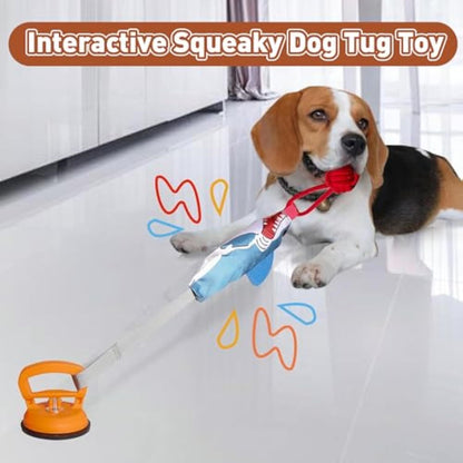 Squeaky Shark Dog Tug Toy with Suction Cup – Durable Interactive Rope