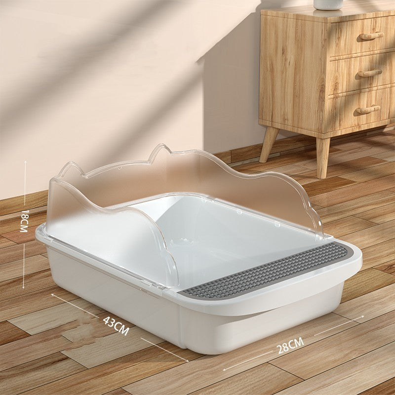 Oversized Splash-Proof Cat Litter Box Semi-Enclosed, Easy-Clean Design