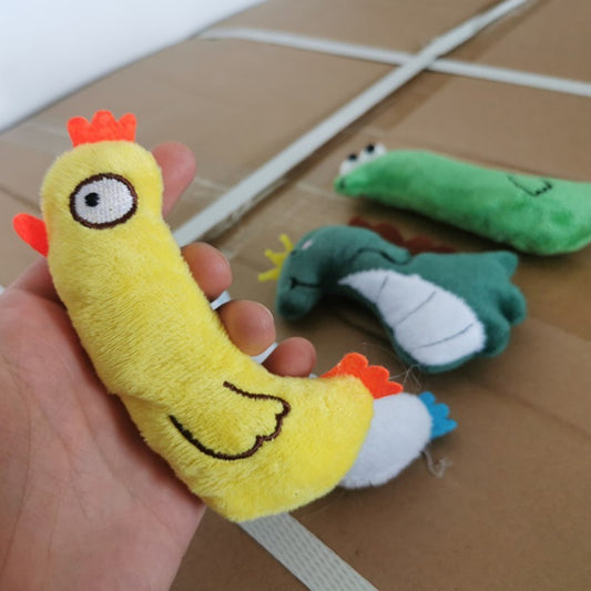 Bite-Resistant Plush Cat Toy with Catnip Interactive Cartoon Animals