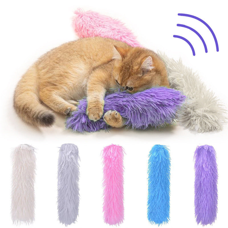 Plush Cat Chew Toy Catnip Self-hi Bite Toys Strip Pillow