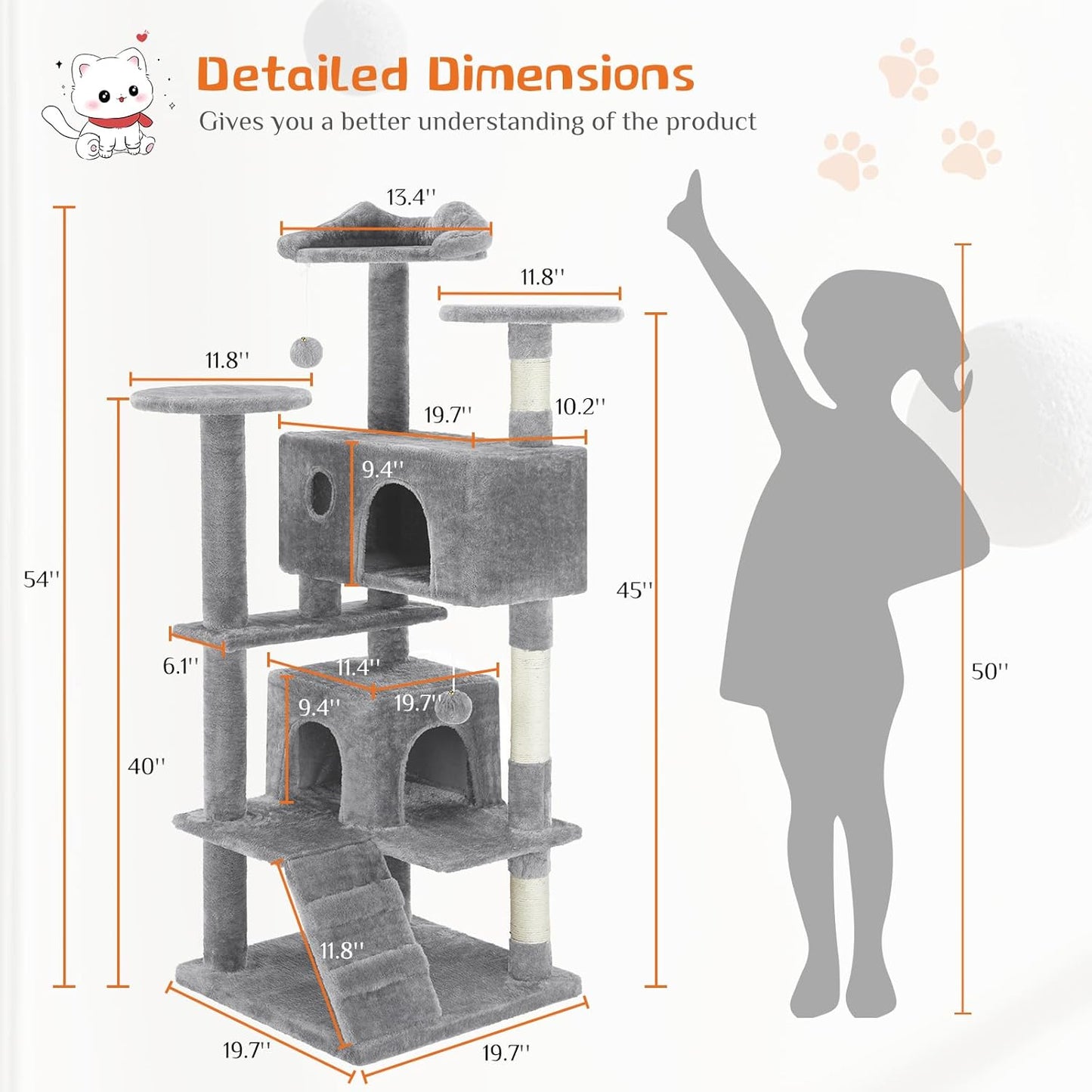 ToyTigris 54 Cat Tree Tower - Multi-level