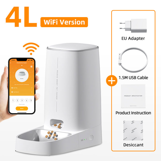 ROJECO 4L Automatic Pet Feeder  WiFi & Button Control