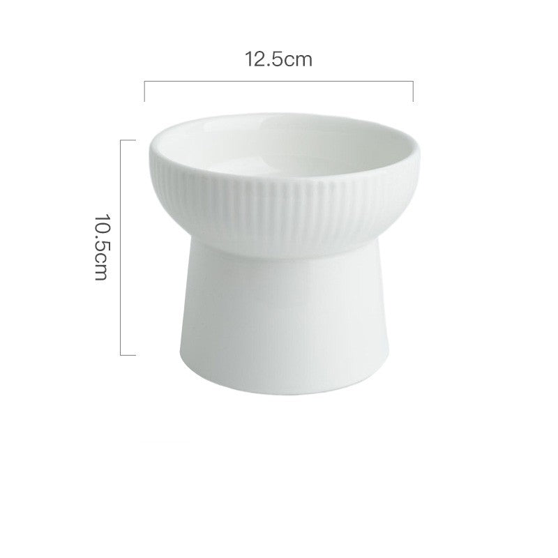 Elevated Ceramic Cat Bowl with High Foot and Neck Protection