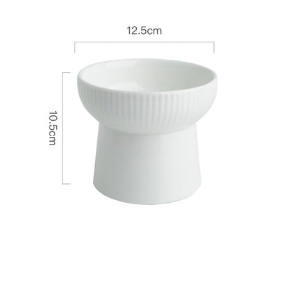 Elevated Ceramic Cat Bowl with High Foot and Neck Protection