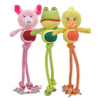 ToyTigris Squeaky Plush Animal Rope Toy for Dogs