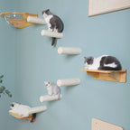 Wall-mounted Solid Wood Cat Rack Sisal Grab Post