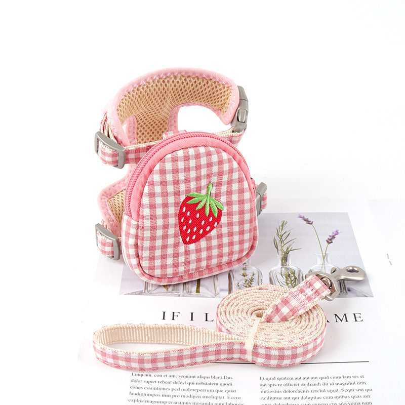 Plaid Cotton Small Dog Vest Harness Adjustable & Comfortable