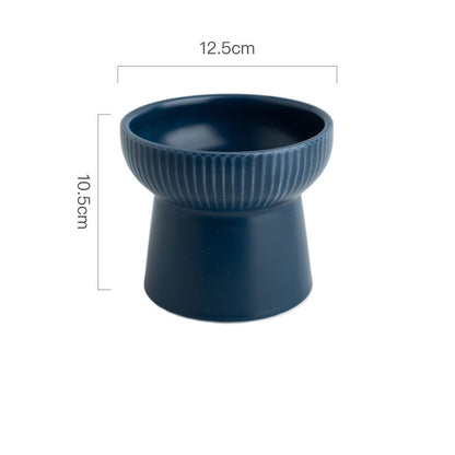 Elevated Ceramic Cat Bowl with High Foot and Neck Protection