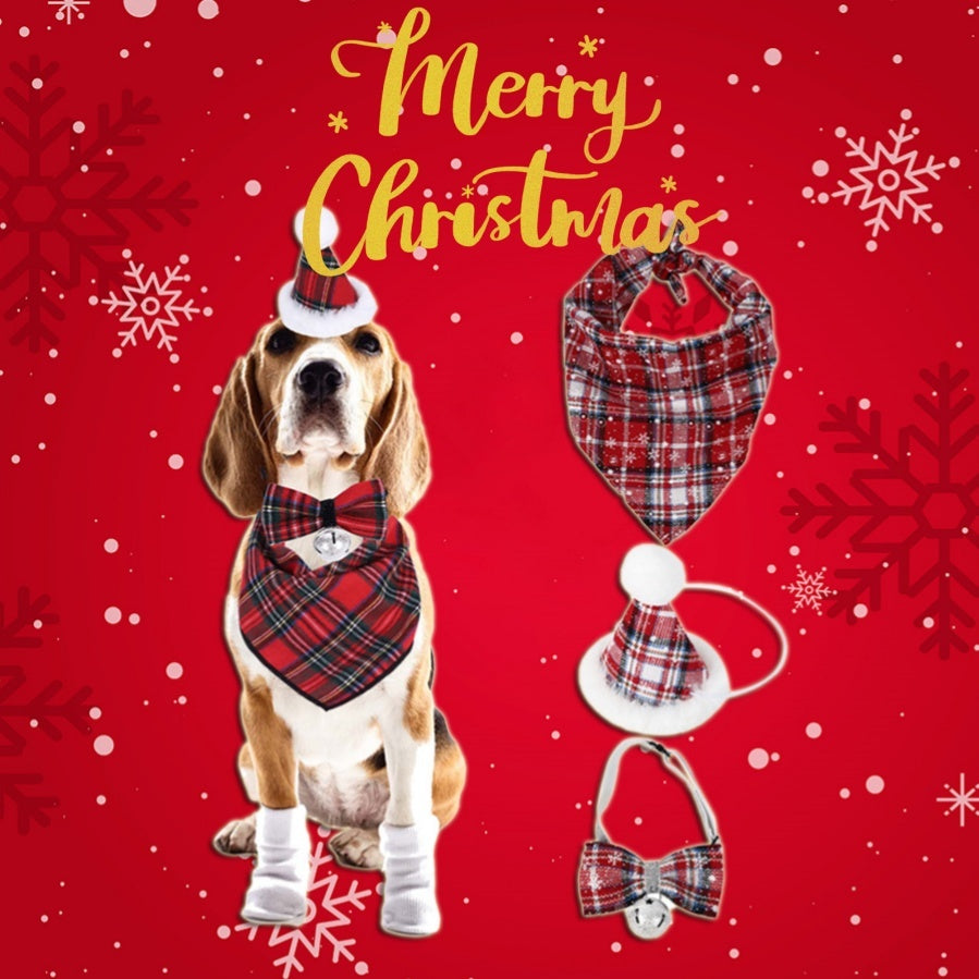 Christmas Pet Bandana – Santa & Reindeer Print