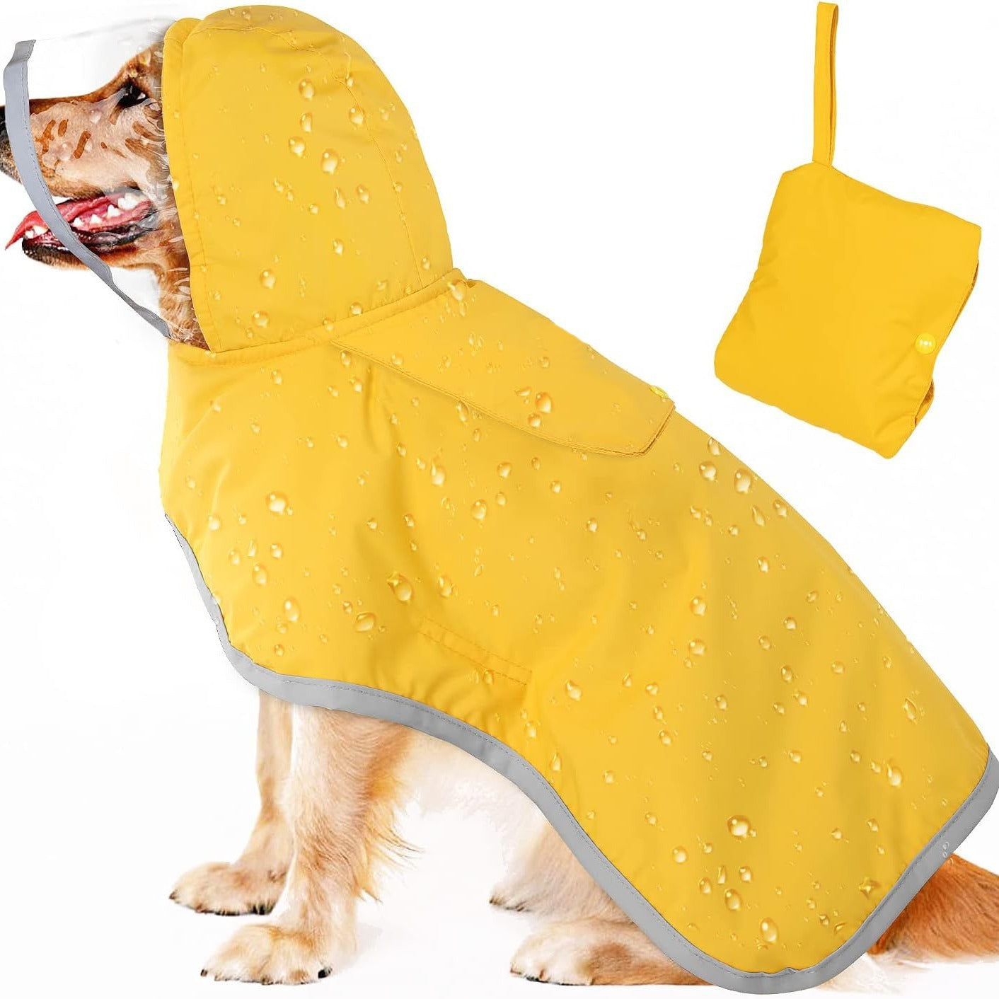 Wasserdichter Hunde-Regenmantel – Weiche, atmungsaktive Kapuzenjacke mit transparenter Krempe