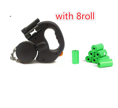 3M Dual Dog Leash with Flashlight Retractable Tangle-Free Leash for Two Dogs