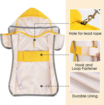 Waterproof Dog Raincoat – Soft, Breathable Hooded Jacket with Transparent Cap