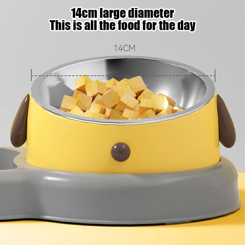 2-in-1 Tilted Pet Feeder Bowl with Automatic Water Dispenser
