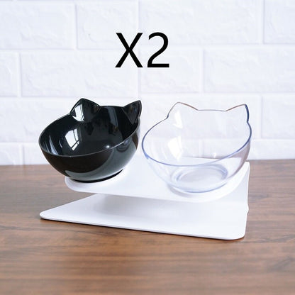 Non-Slip Elevated Double Cat Bowl with Stand Food & Water Feeder