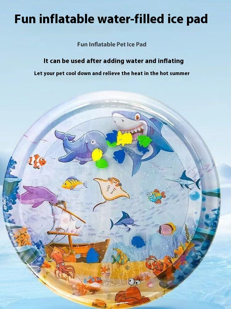 Cat Summer Cooling Pad With Built-in Simulation Fish Toys