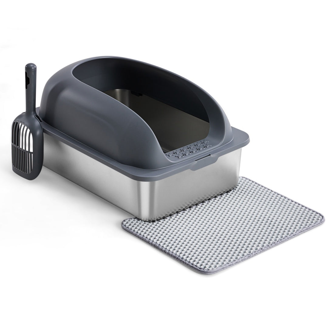 Stainless Steel Cat Litter Box Scoop And Mat Included