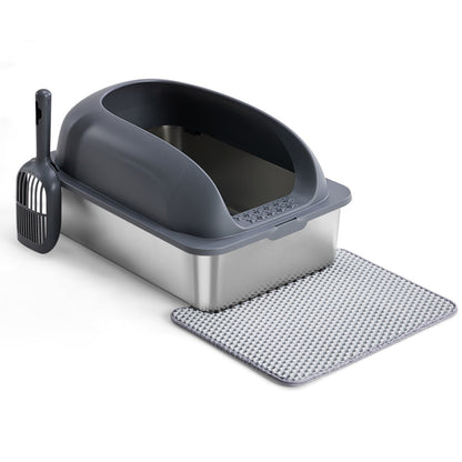 Stainless Steel Cat Litter Box Scoop And Mat Included