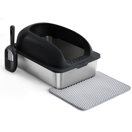 Stainless Steel Cat Litter Box Scoop And Mat Included