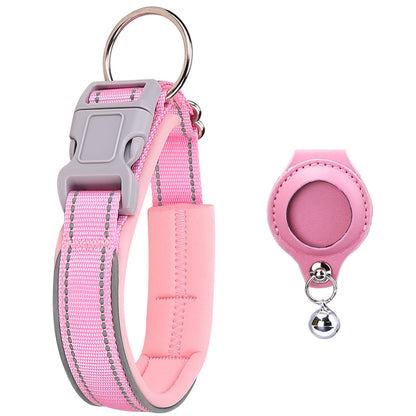 Airtag Pet Collar with Protective Leather Case