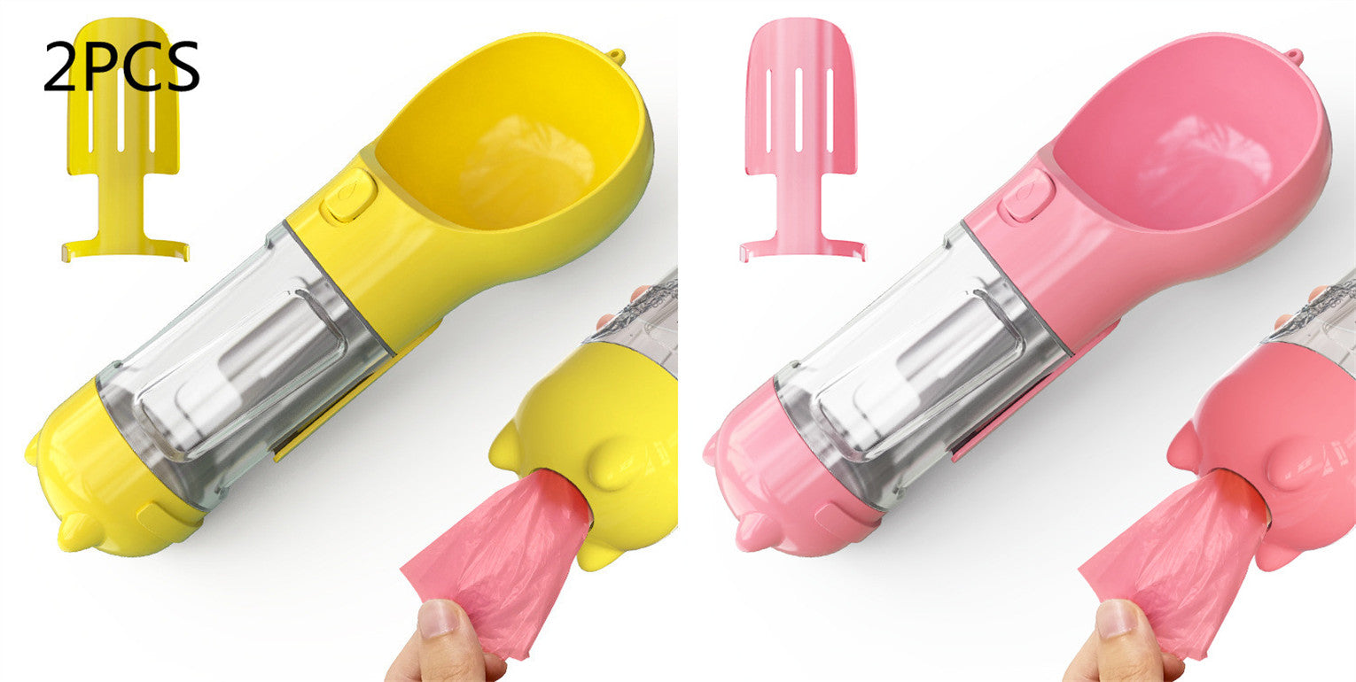 3 In 1 Pet Water Bottle Feeder Bowl Garbage Bag
