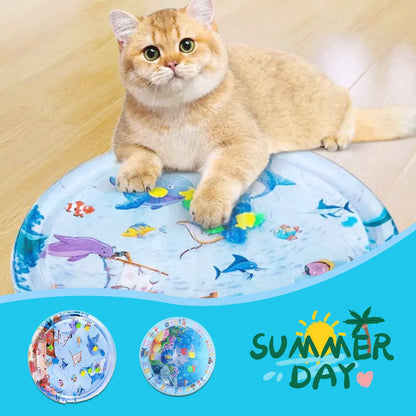 Cat Summer Cooling Pad With Built-in Simulation Fish Toys