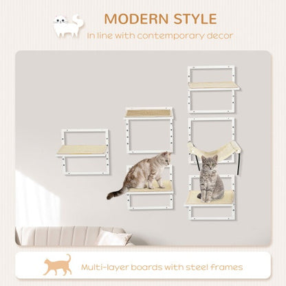 ToyTigris 6-pc Modern Cat Wall Shelves For Indoor Cats