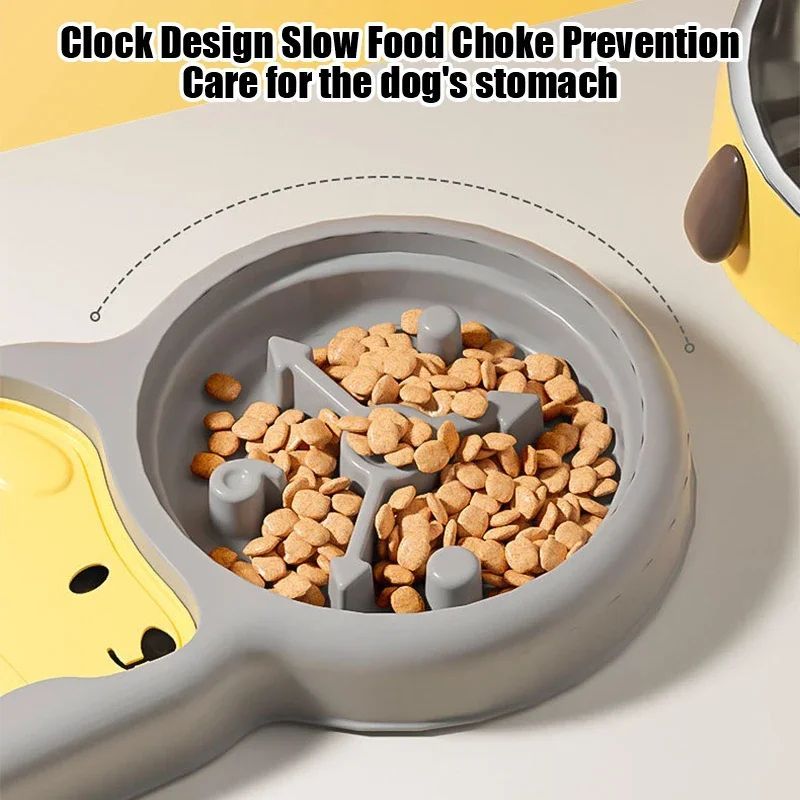 2-in-1 Tilted Pet Feeder Bowl with Automatic Water Dispenser