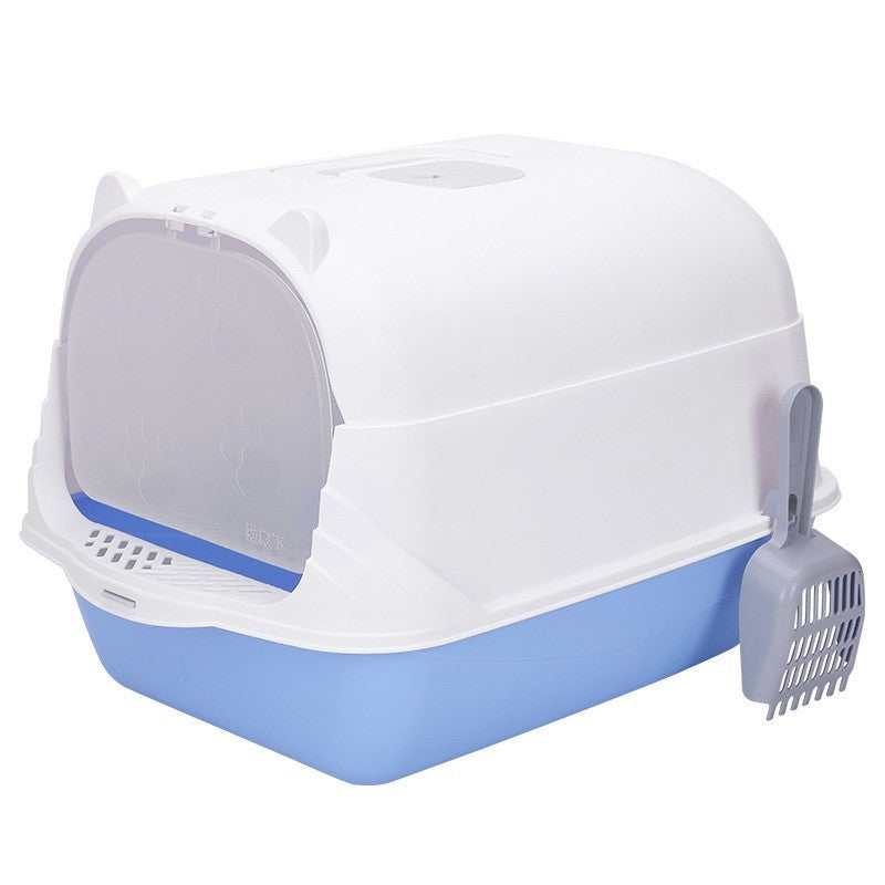 Oversized Splash-Proof Cat Litter Box Semi-Enclosed, Easy-Clean Design