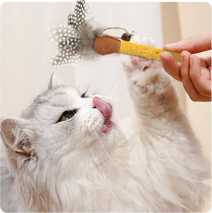 Catnip Feather Teasing Stick Interactive Cat Toy