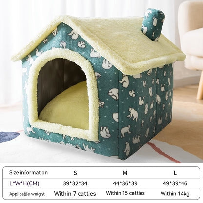 Autumn & Winter Warm Cat Bed Cozy Closed Cat Kennel