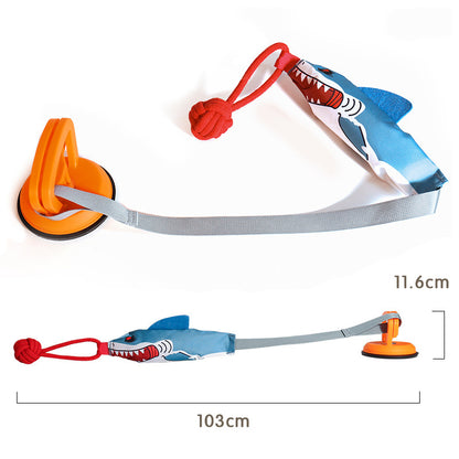 Squeaky Shark Dog Tug Toy with Suction Cup – Durable Interactive Rope