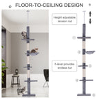 ToyTigris 5-Tier Adjustable Floor to Ceiling Cat Tree