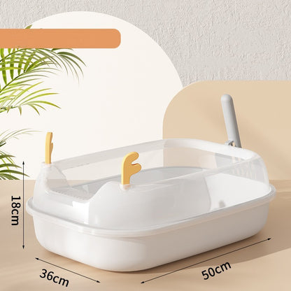 Oversized Splash-Proof Cat Litter Box Semi-Enclosed, Easy-Clean Design