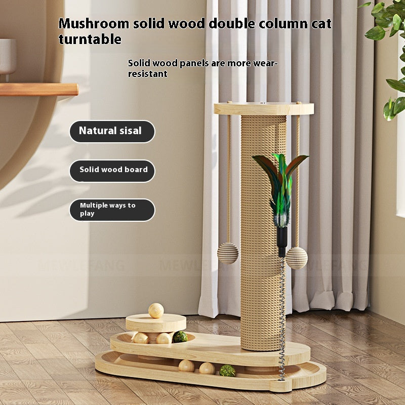 ToyTigris Solid Wood Cat Turntable Scratching Post