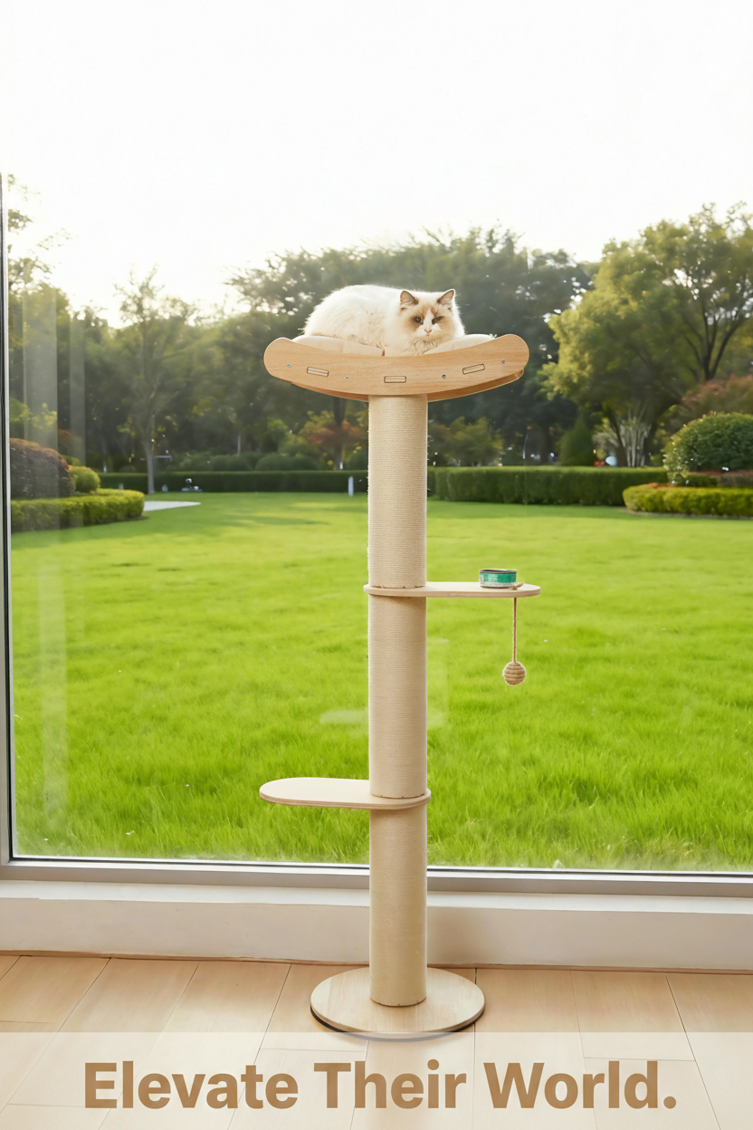 Sturdy Cat Tree Tower-3-Tier Hemp Rope Scratching Post